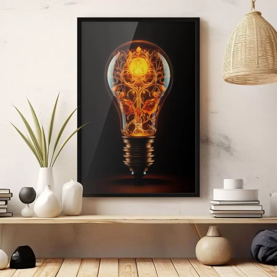 Papier peint photo Ampoule lumineuse avec des motifs décoratifs à l'intérieur f48620