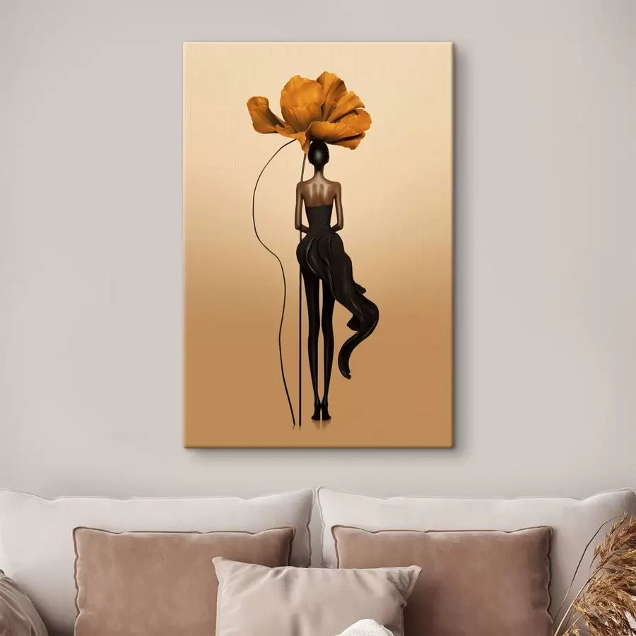  Peintures Figurine stylisée dont la tête est une grande fleur s48618