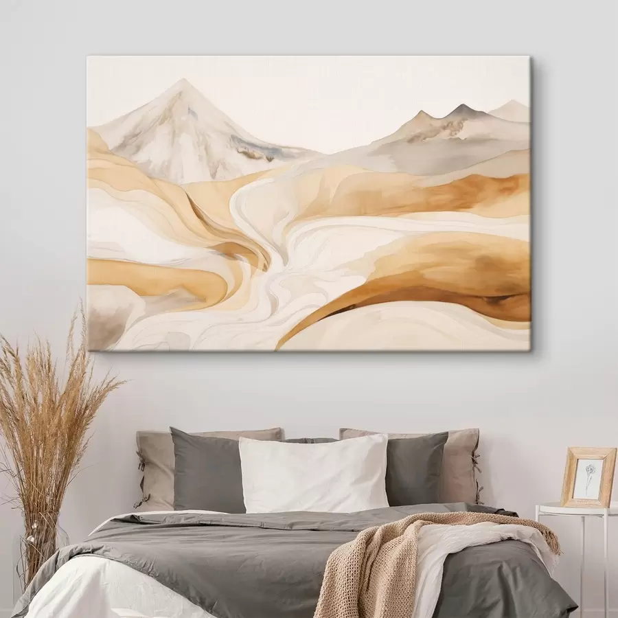  Peintures Paysage stylisé avec des montagnes et des lignes fluides s48626