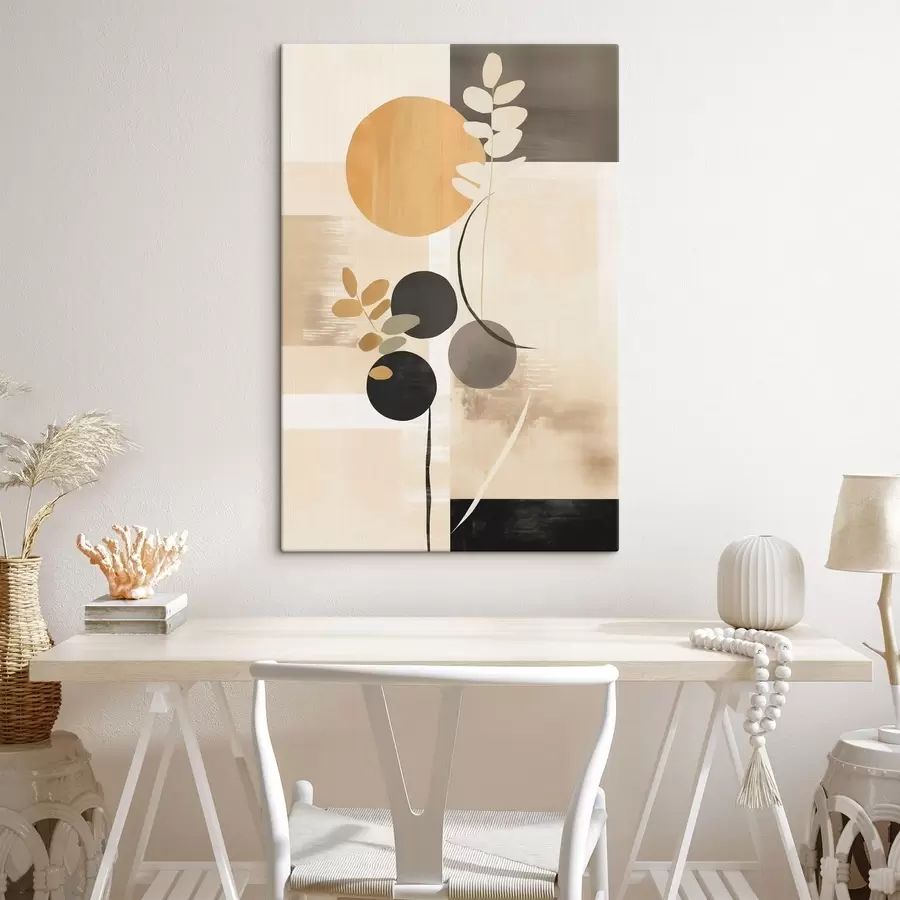  Peintures Une composition abstraite avec des feuilles et des cercles s48612