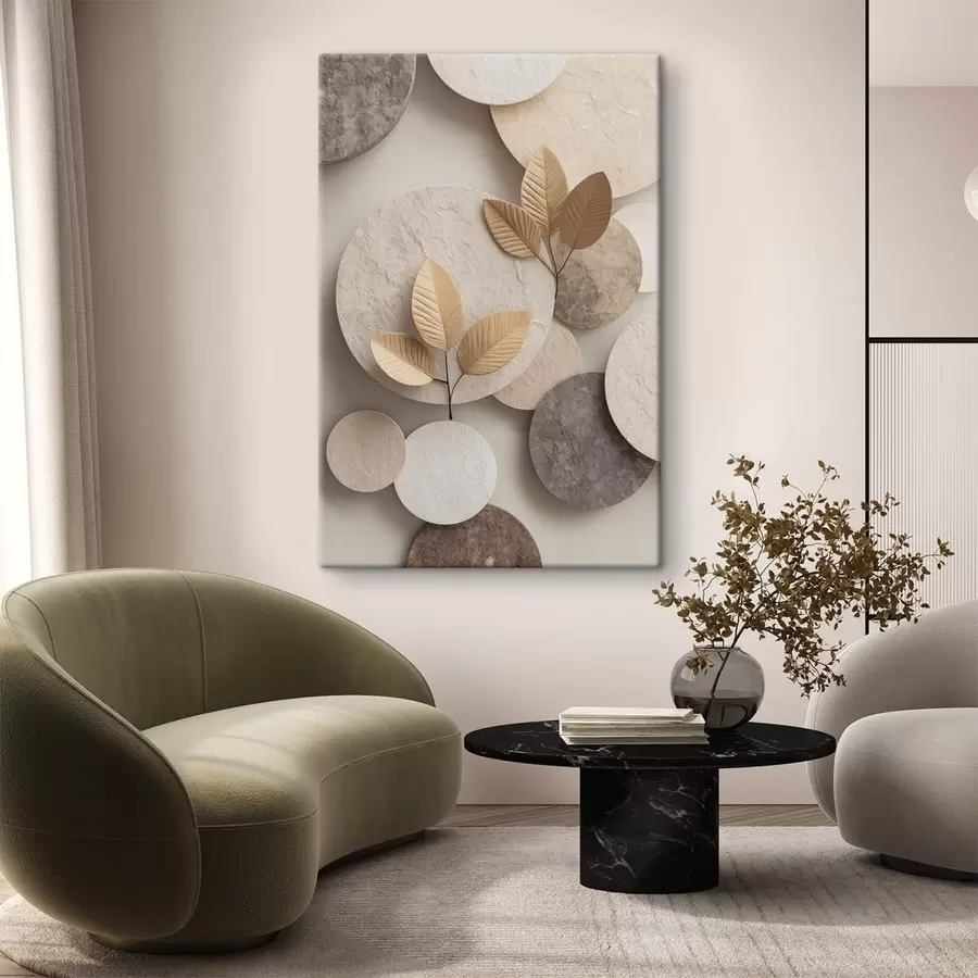  Peintures Une composition avec des feuilles et des cercles s48692