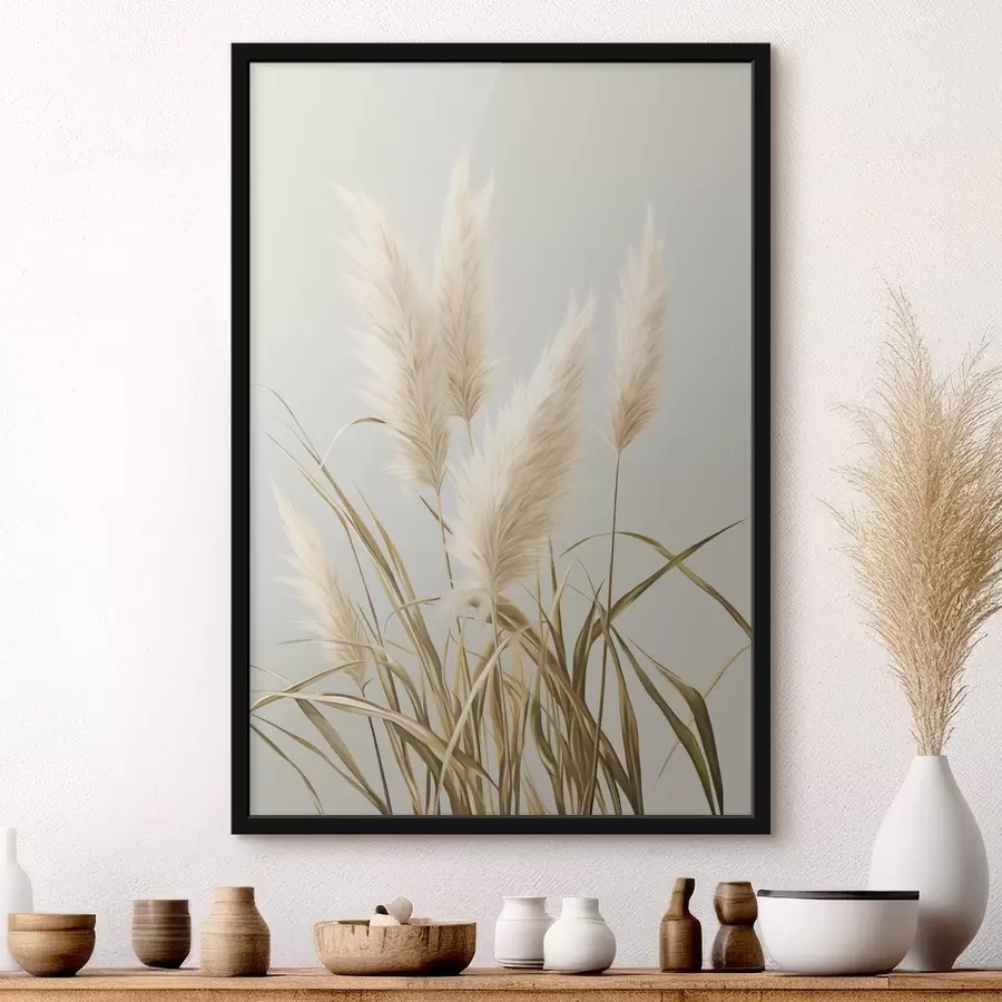 Papier peint photo Plusieurs grands herbes de la pampa aux feuilles longues et fines f48723