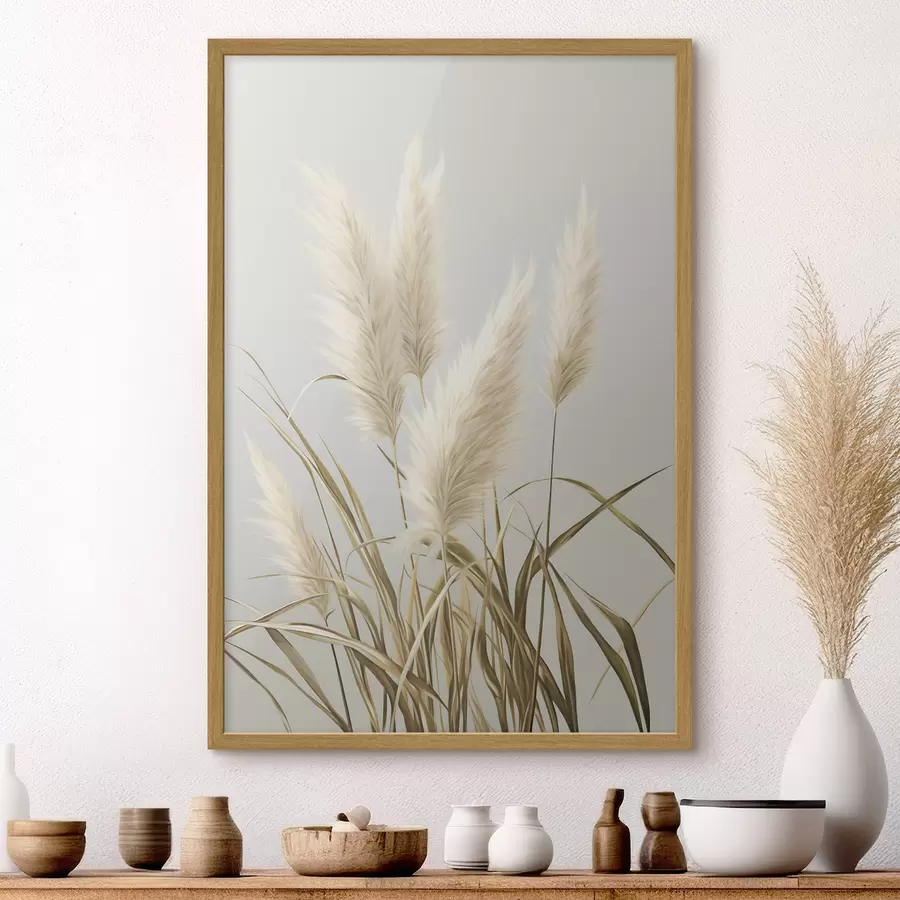 Papier peint photo Plusieurs grands herbes de la pampa aux feuilles longues et fines f48723
