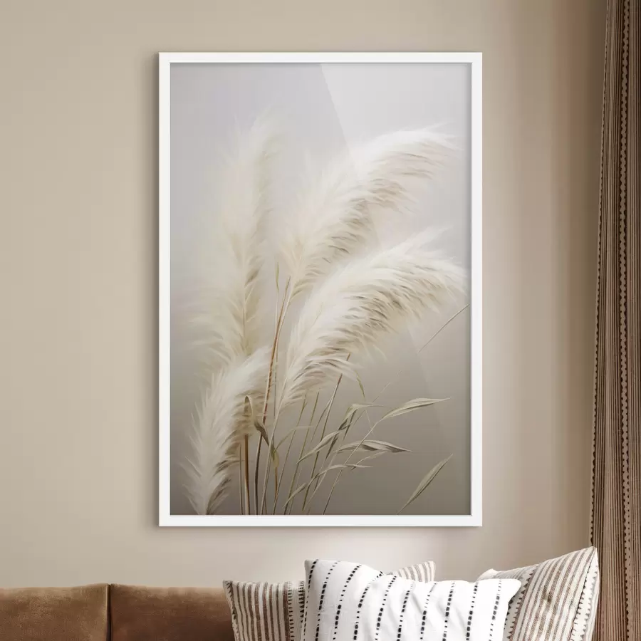 Papier peint photo Plusieurs grands herbes de la pampa aux feuilles longues et fines f48724