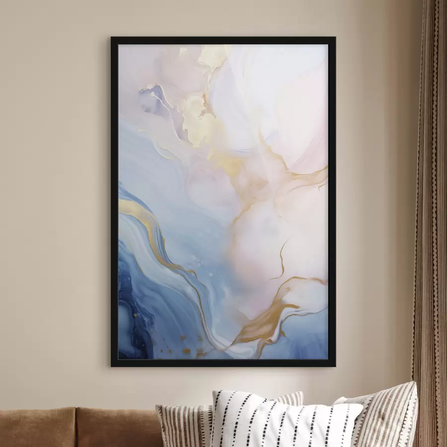 Papier peint photo Œuvre d'art fluide abstraite aux textures variées, avec des motifs tourbillonnants dans des tons roses et bleus f48730