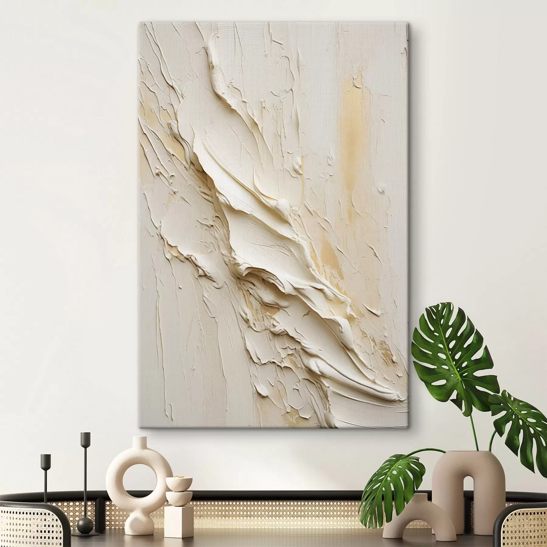  Peintures Peinture texturée dans des tons crème et beige, de style abstrait, art minimaliste s48737