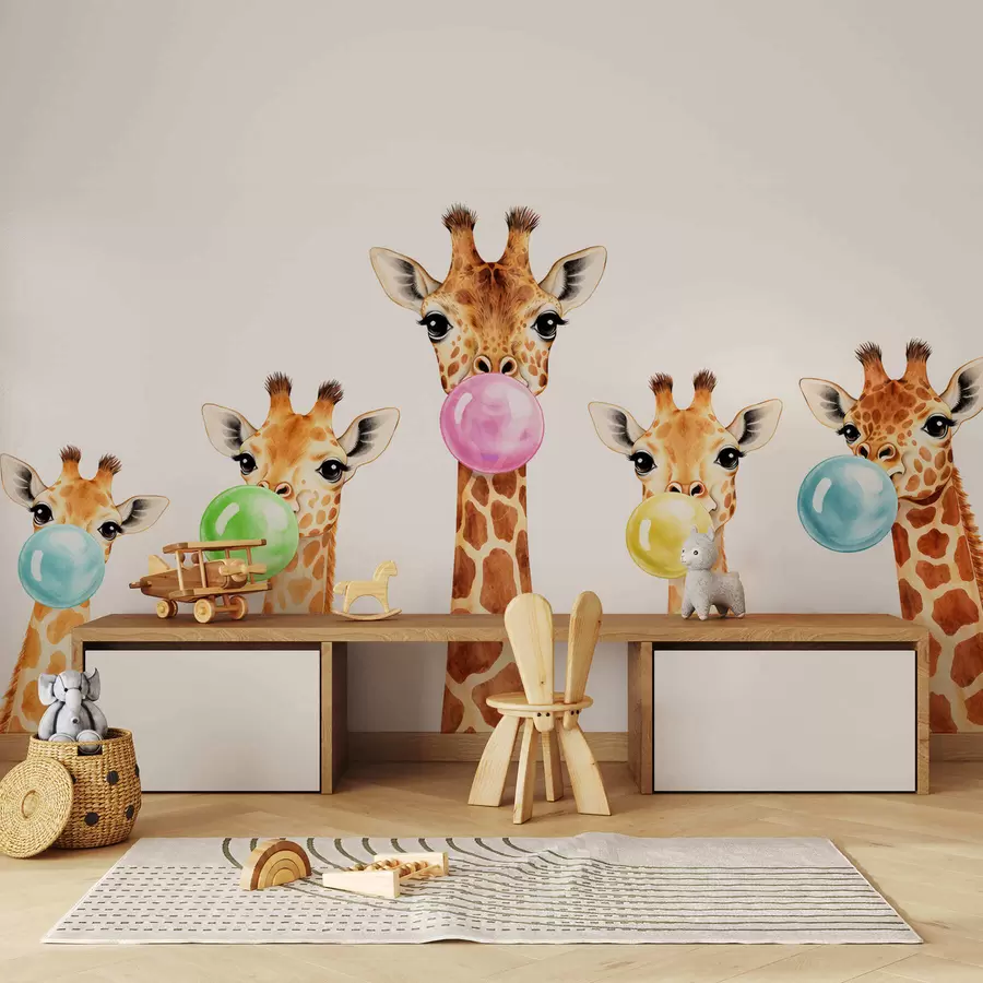 Papier peint photo Des girafes avec du chewing-gum w05492