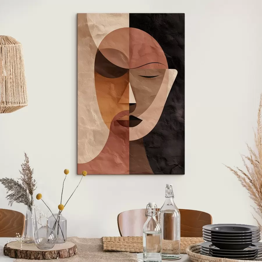  Peintures un visage abstrait aux nuances de café s48777