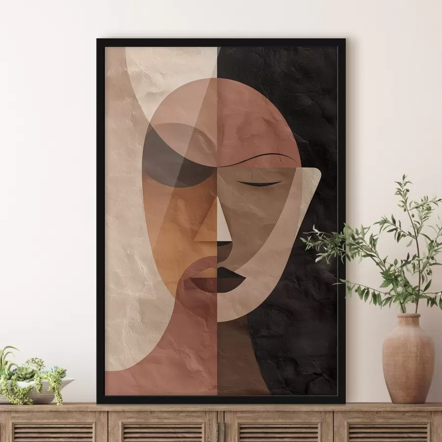 Fotobehang een abstract gezicht in koffietinten f48777