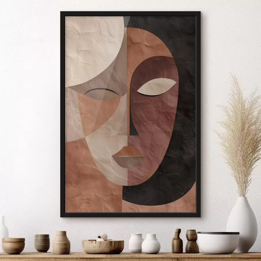 Fotobehang een abstract gezicht in koffietinten f48778