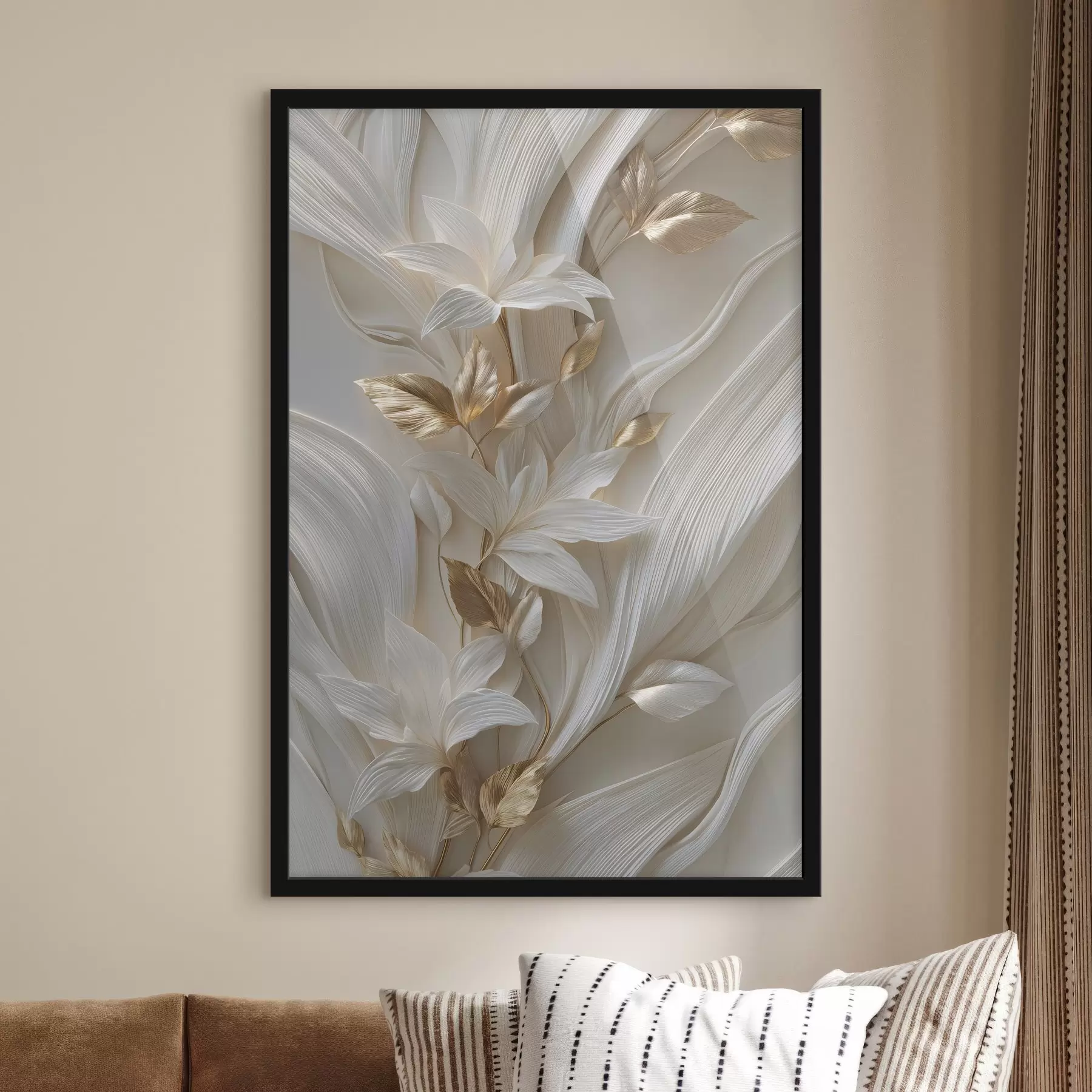 Papier peint photo une imitation raffinée de feuilles, de textures et de fleurs en relief f48788