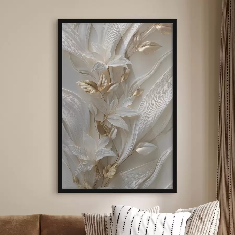 Fotobehang een prachtige imitatie van driedimensionale bladeren, texturen en bloemen f48788