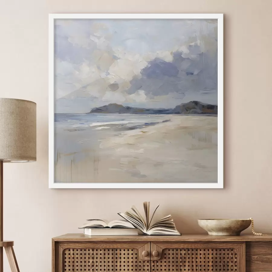 Papier peint photo une plage pittoresque et des montagnes f48791