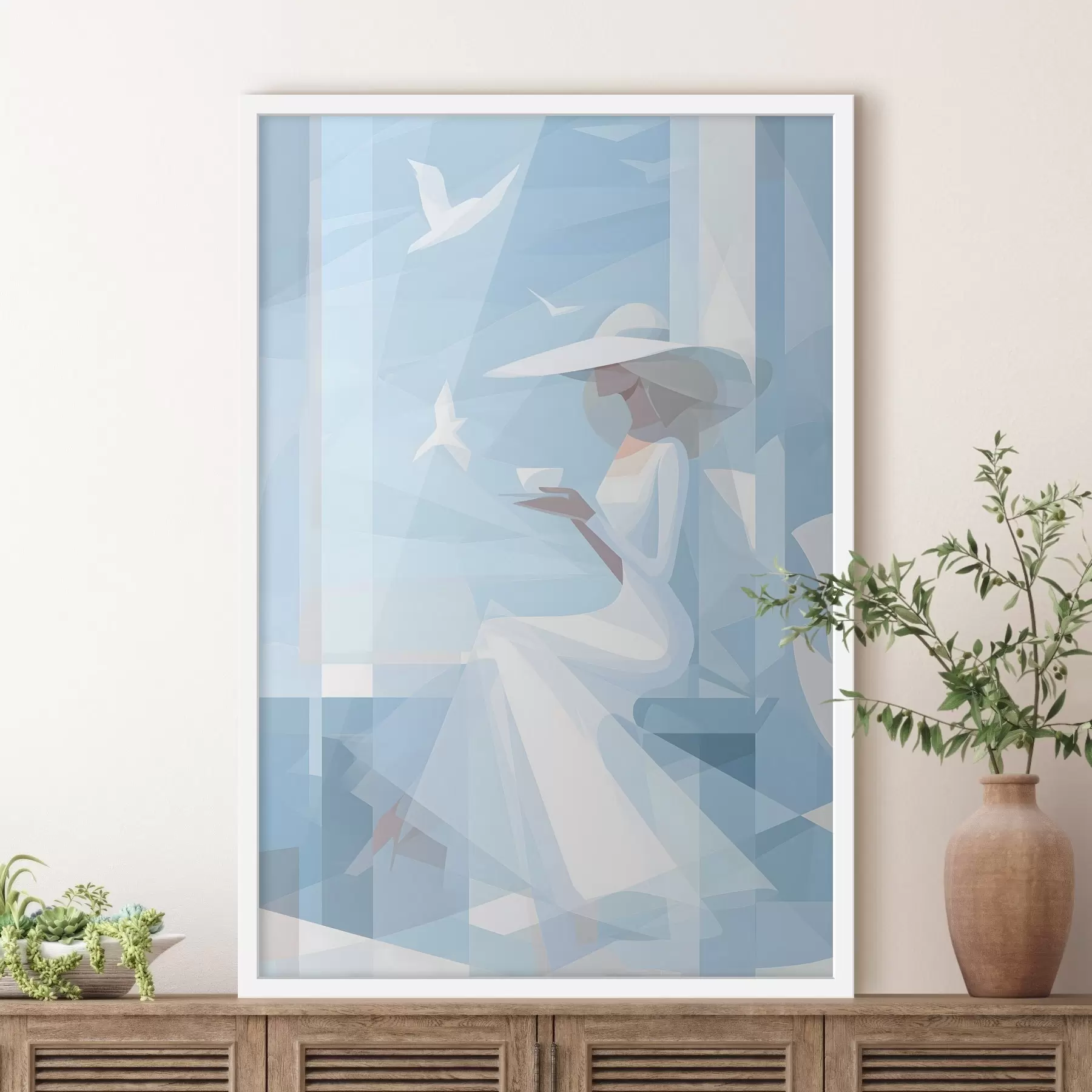 Fotobehang een kopje koffie in de ochtend aan zee f48792