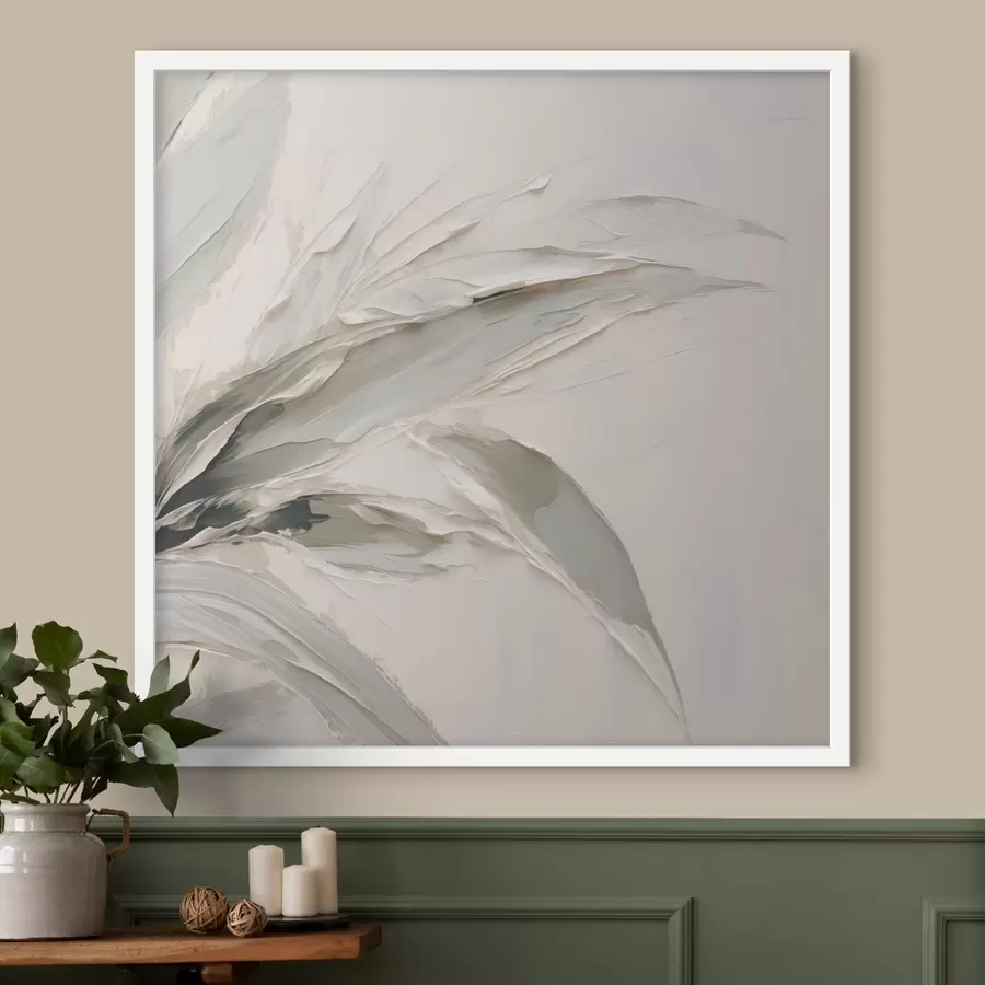 Fotobehang Abstracte schilderij met bladmotief f48772