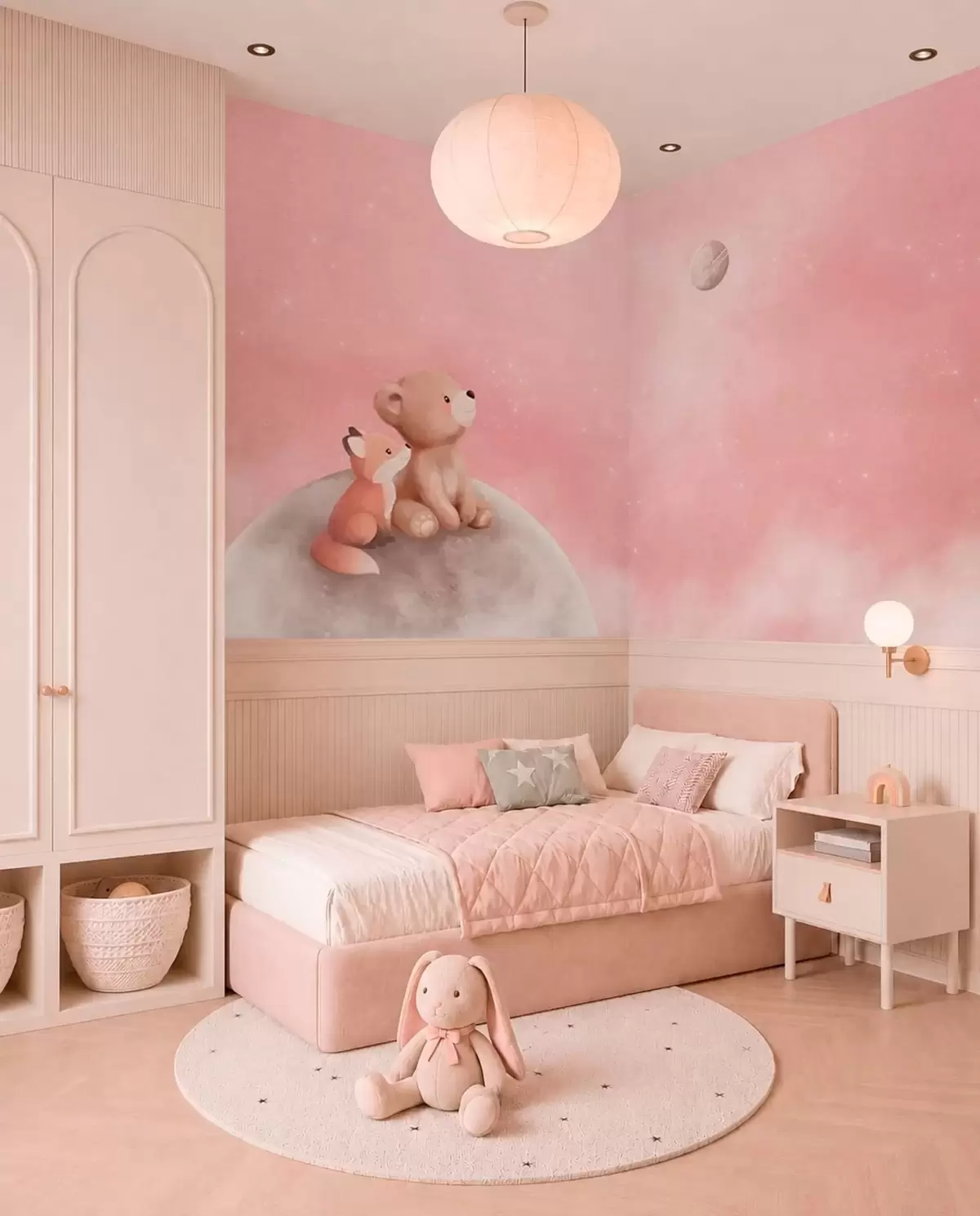 Fotobehang Maanvrienden in een roze hemel w05431v2