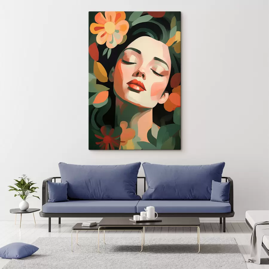 Peintures Portrait de femme avec des fleurs s48959