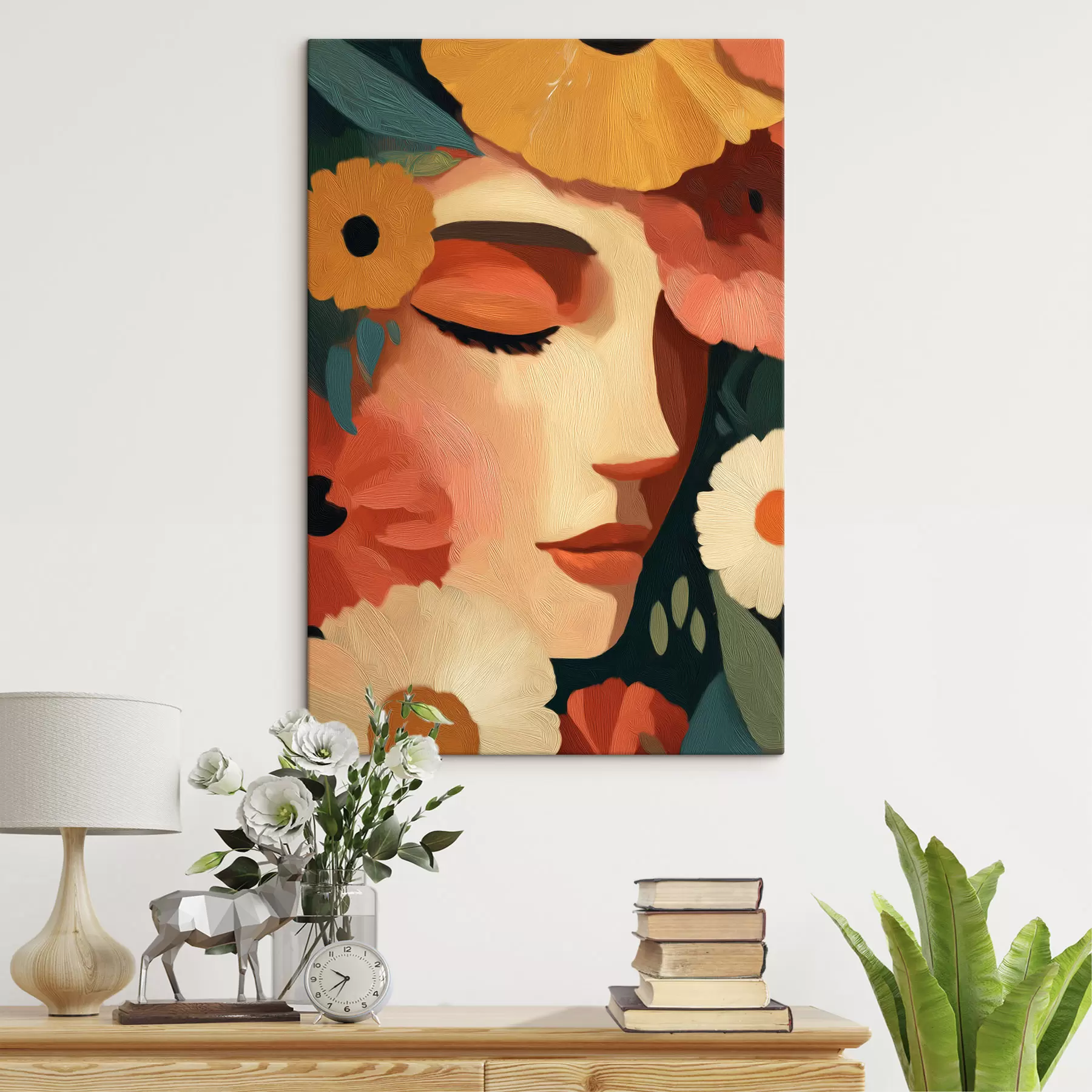  Peintures Portrait de femme avec des fleurs s48960