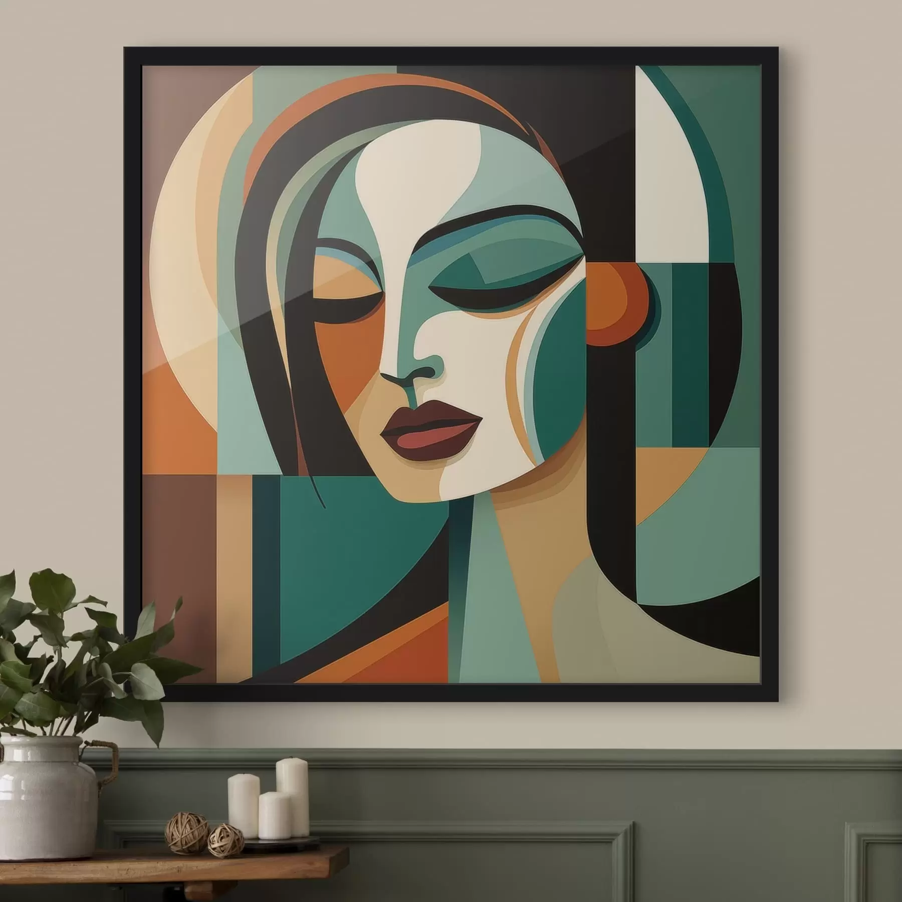 Papier peint photo Portrait de femme de style géométrique f48952