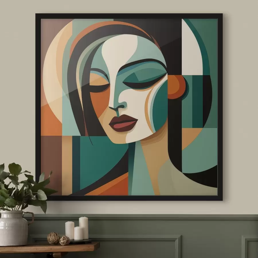 Papier peint photo Portrait de femme de style géométrique f48952