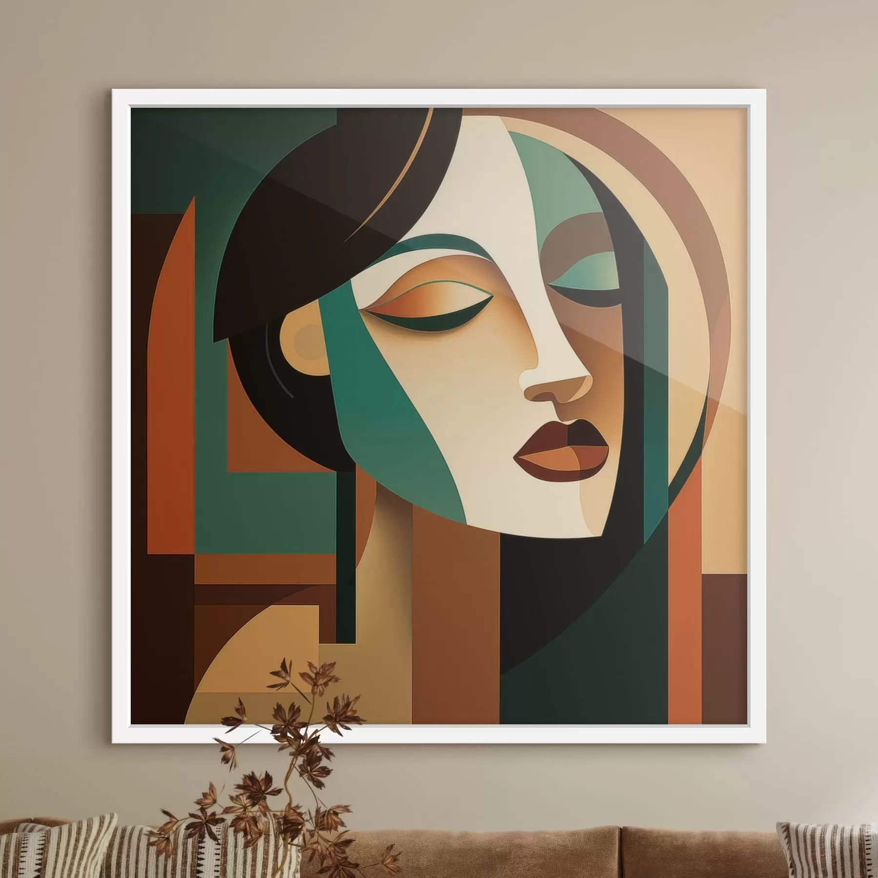 Fotobehang Vrouwenportret in geometrische stijl f48953