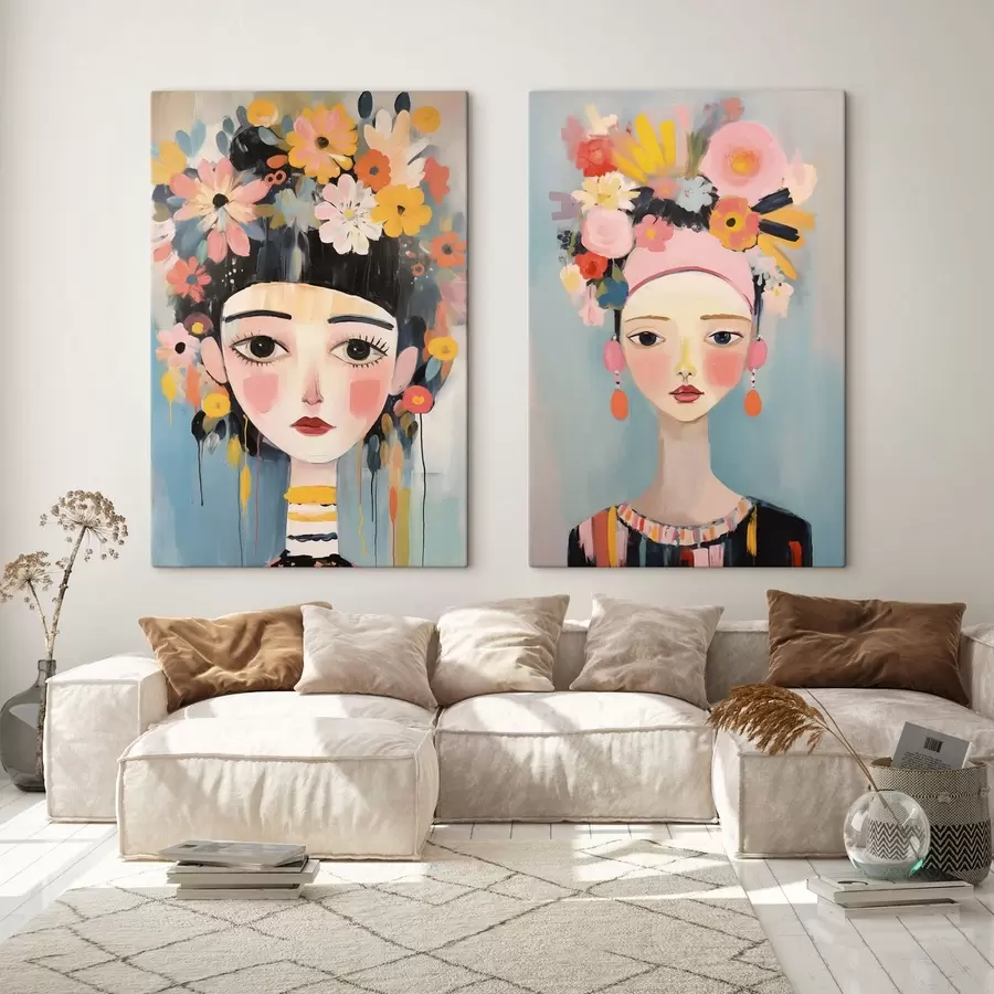  Peintures Portraits de femmes avec des fleurs m30398