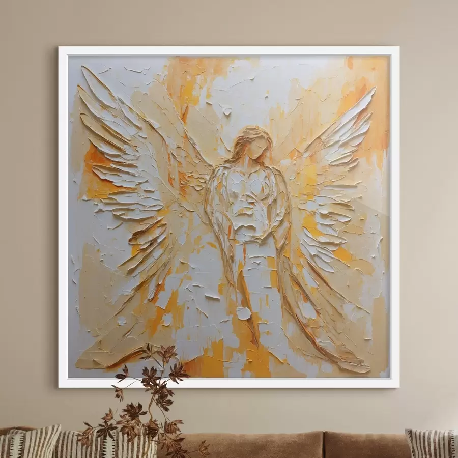 Papier peint photo Figurine d'ange texturée de style impasto, avec des ailes f48808