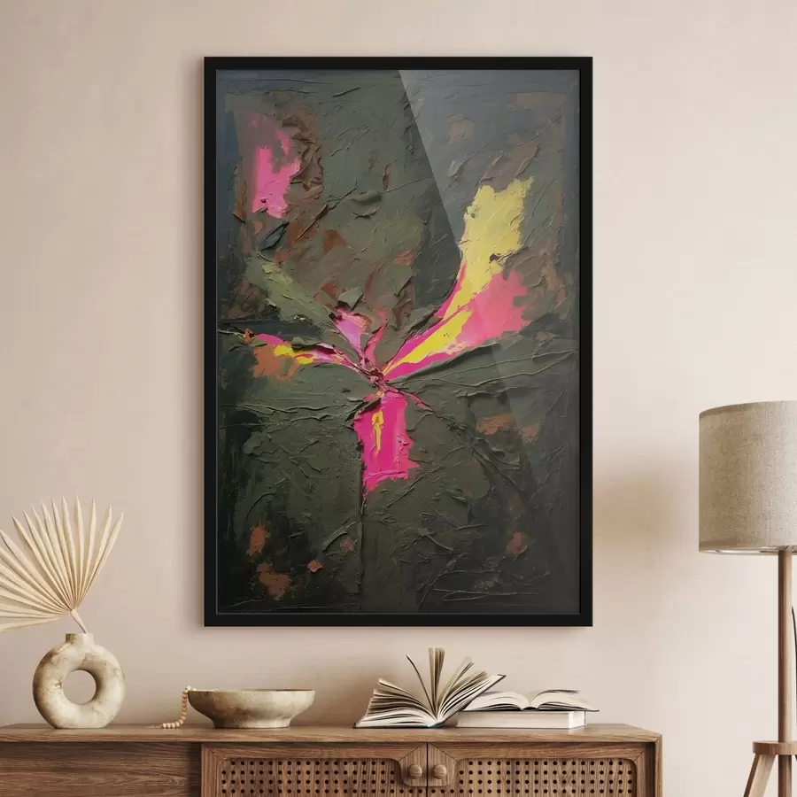 Papier peint photo Composition texturée de style impasto avec des touches de couleurs vives f48826