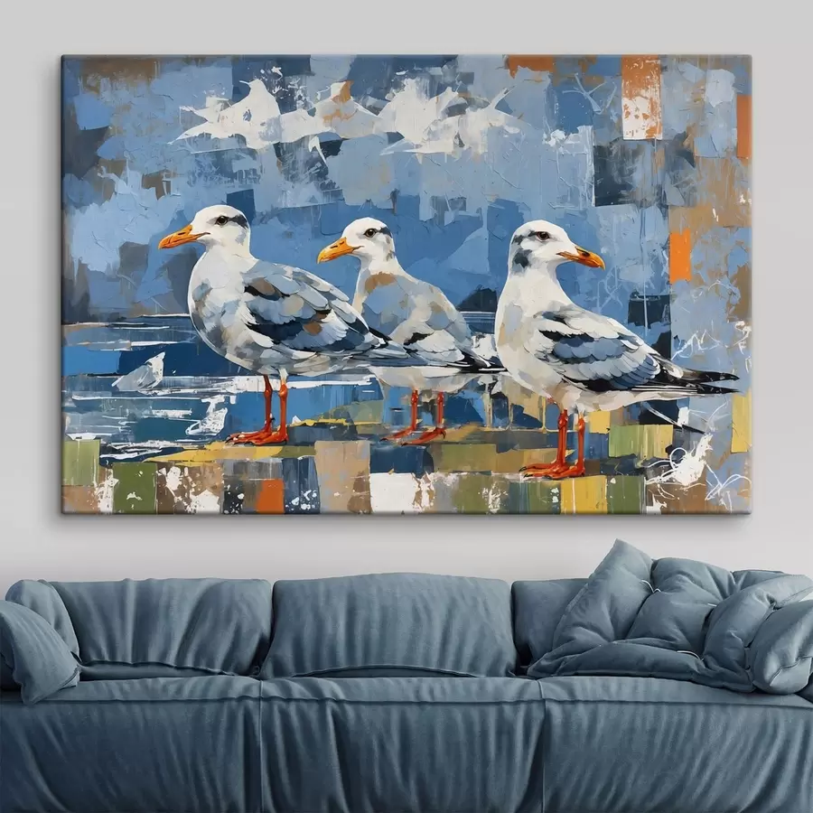  Peintures Mouettes modernistes sur fond abstrait s48822