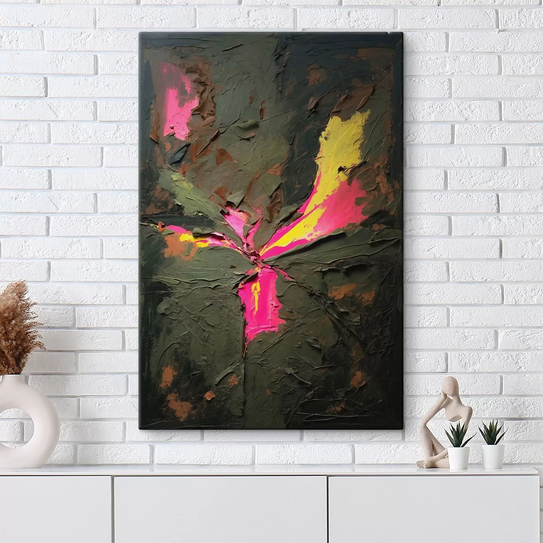  Peintures Composition texturée de style impasto avec des touches de couleurs vives s48826