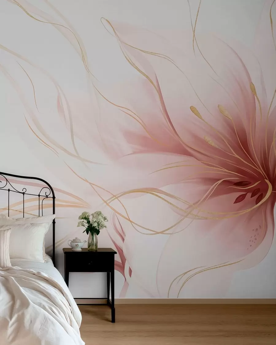 Fotobehang Roze bloem in vloeiende lijnen w05428v1
