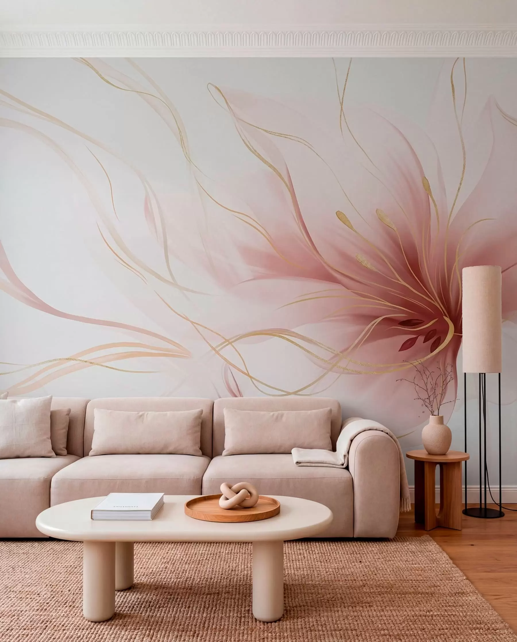 Fotobehang Roze bloem in vloeiende lijnen w05428v1