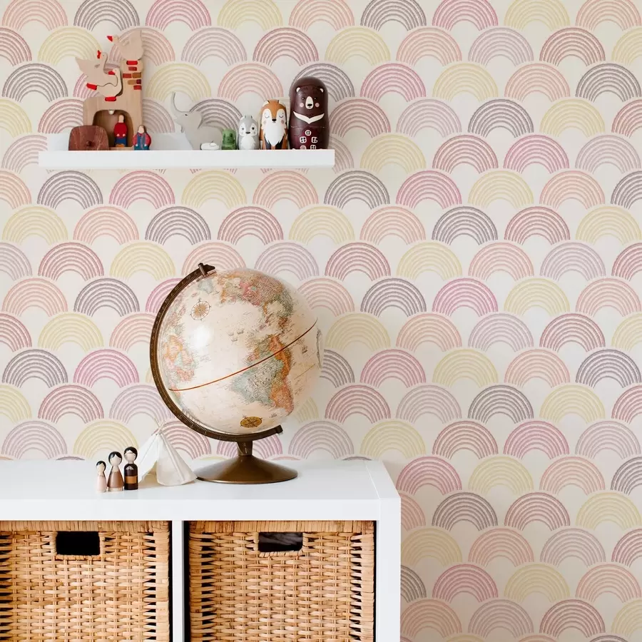 Fotobehang Pastelkleurige bogen in een herhalend patroon a01164v1