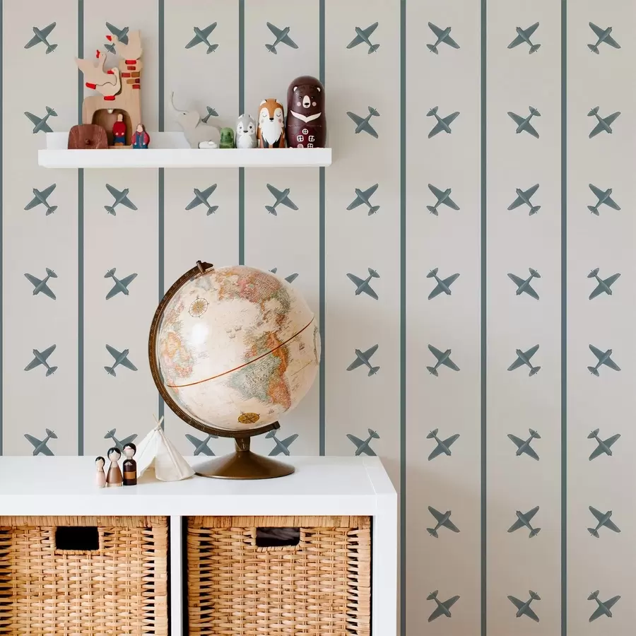 Fotobehang Vliegtuigen met een gestreept patroon en blauwe accenten a01169