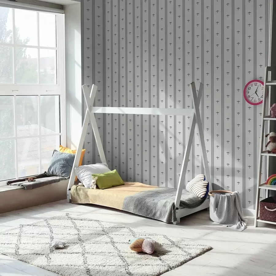 Fotobehang Kleine vliegtuigjes met strepen op een grijze achtergrond a01171v1