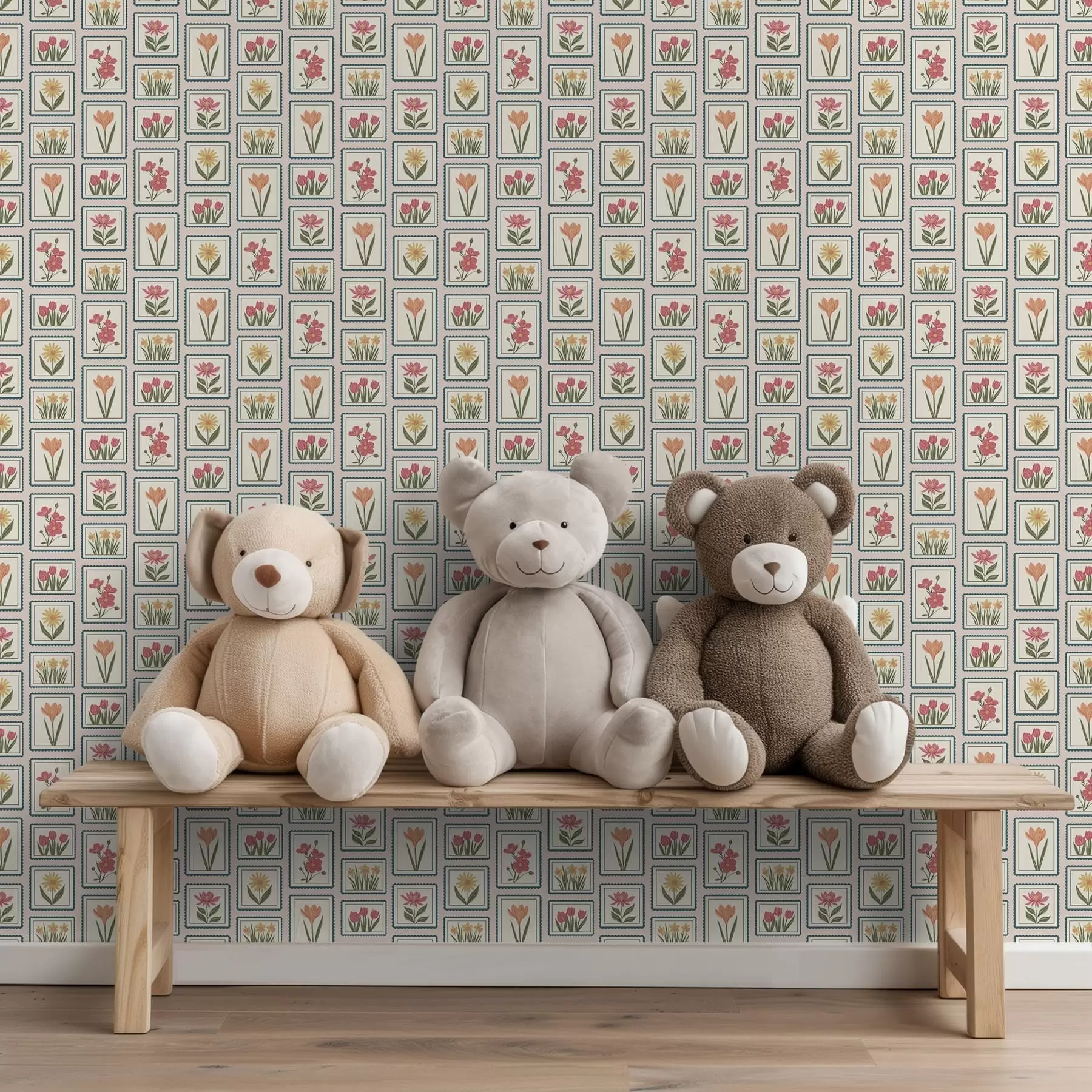 Papier peint photo Illustrations florales encadrées avec des bordures a01174