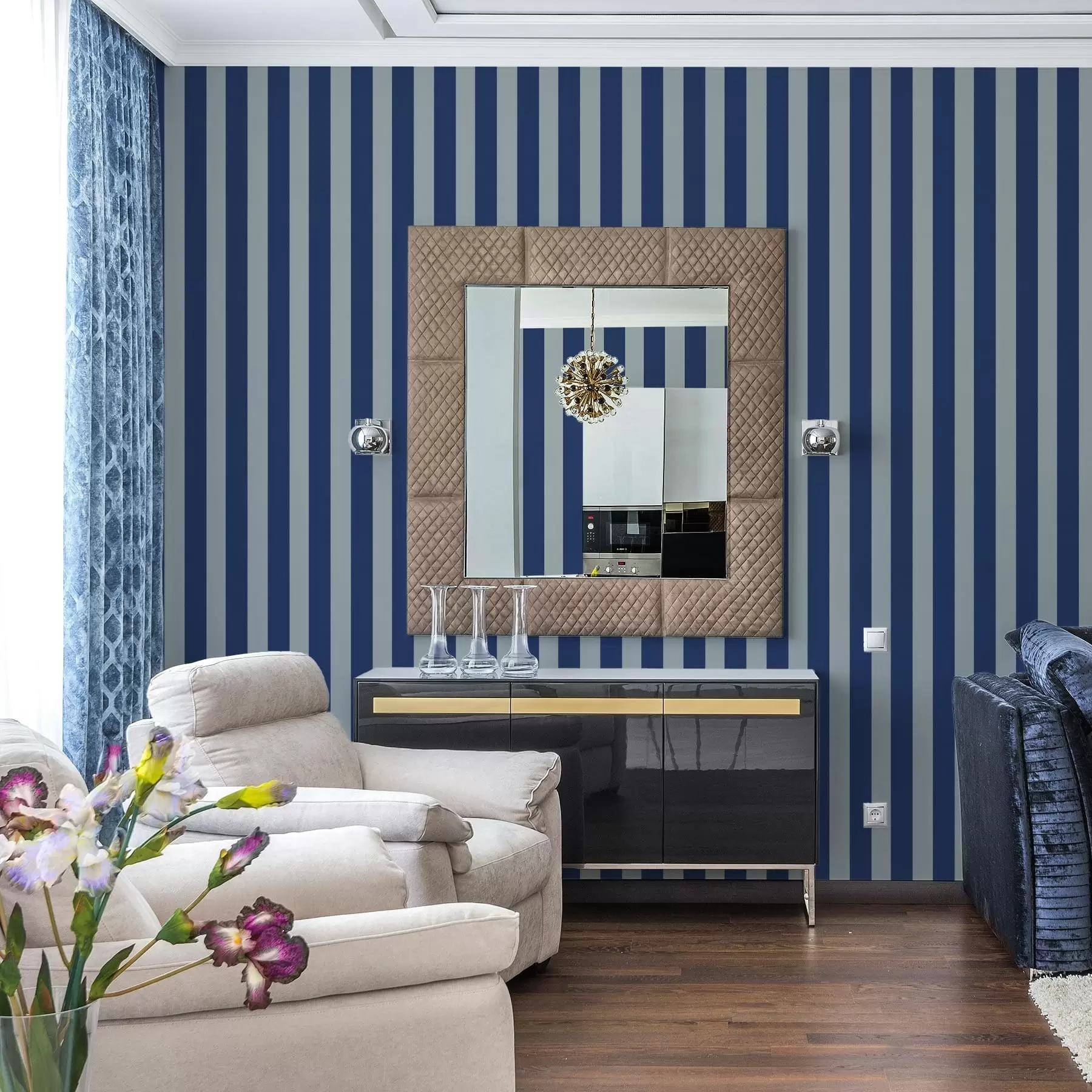 Fotobehang Blauwe en lichte verticale strepen a01179v2