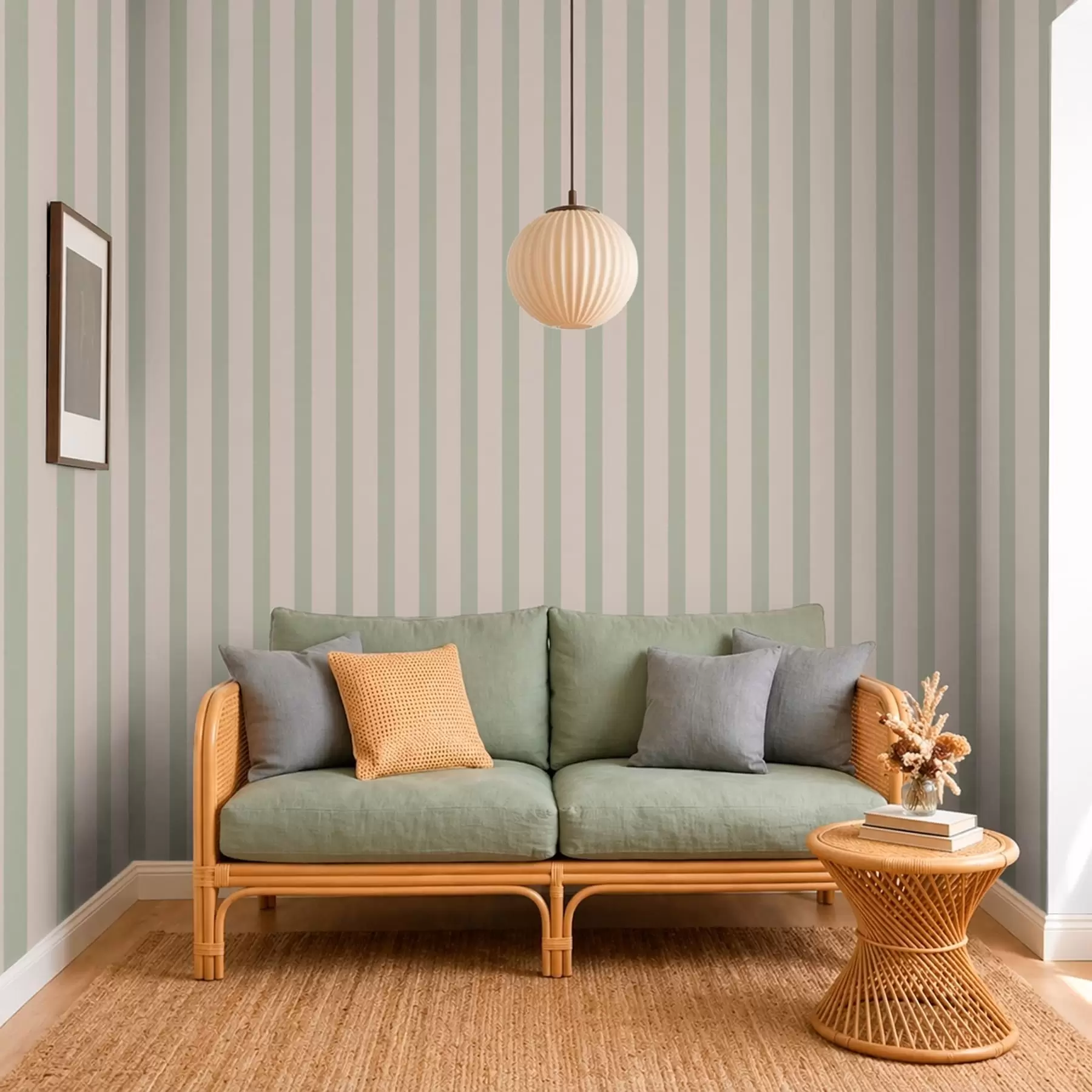 Fotobehang Groene en beige verticale strepen a01180