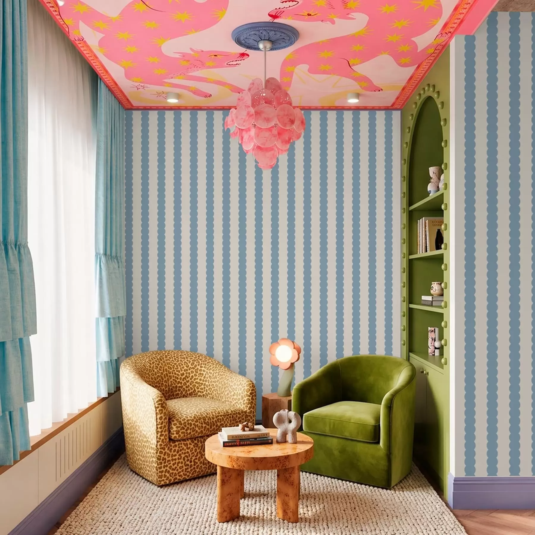 Fotobehang Blauwe golvende strepen in minimalistische stijl a01182