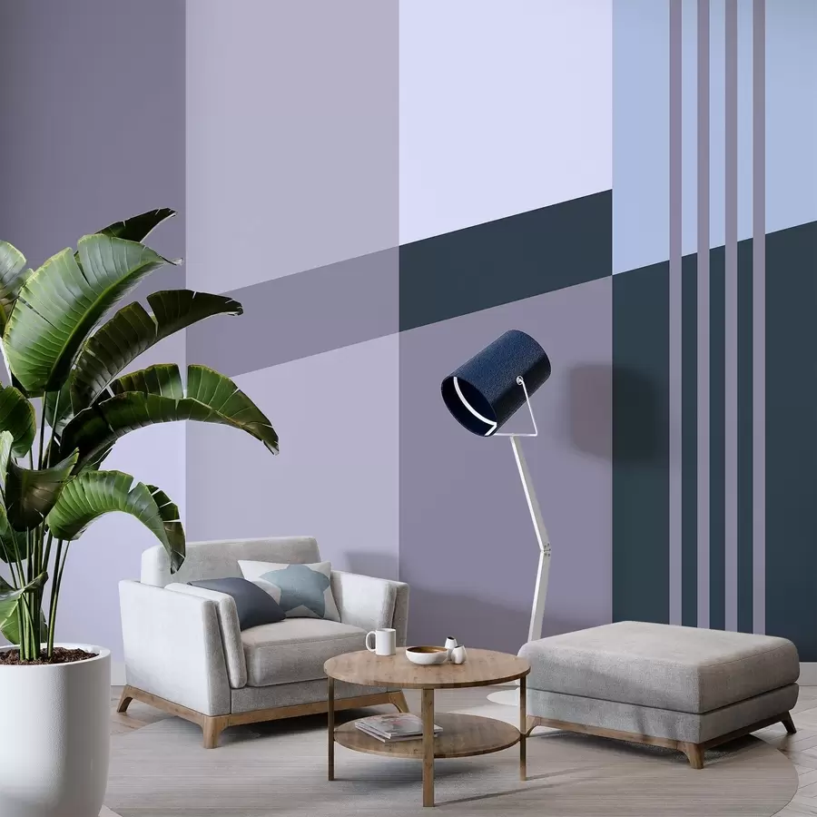 Fotobehang Ingetogen geometrische patronen in grijstinten en blauwtinten w05390v1