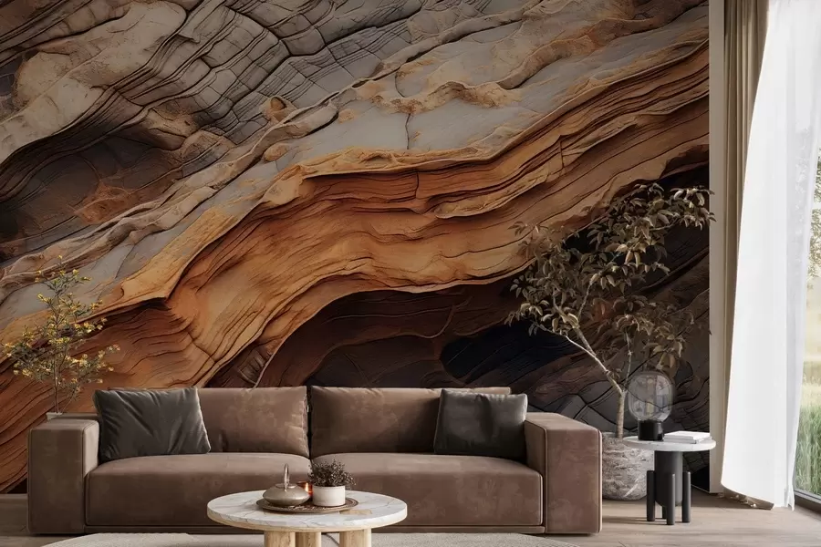 Fotobehang Donkere, volle houtstructuur w05520