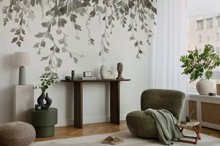 Fotobehang Fijne hangende blaadjes w05526