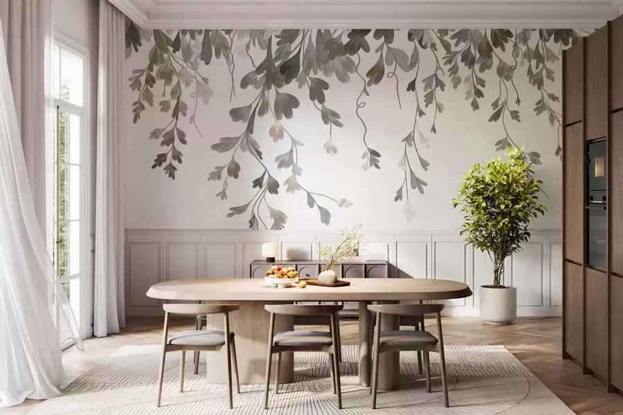 Fotobehang Fijne hangende blaadjes w05526