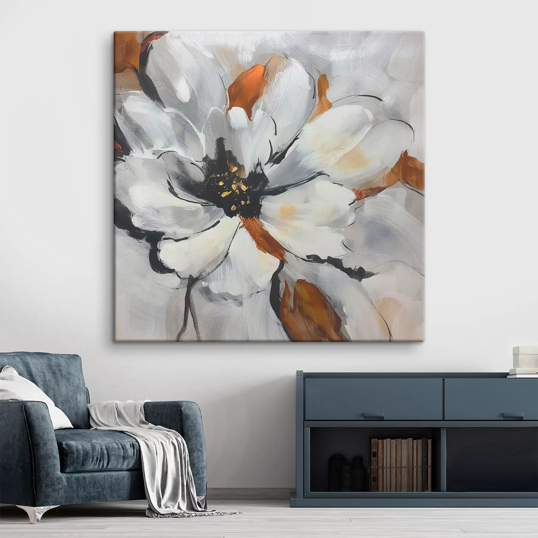  Schilderijen Abstracte voorstelling met een bloem s48697
