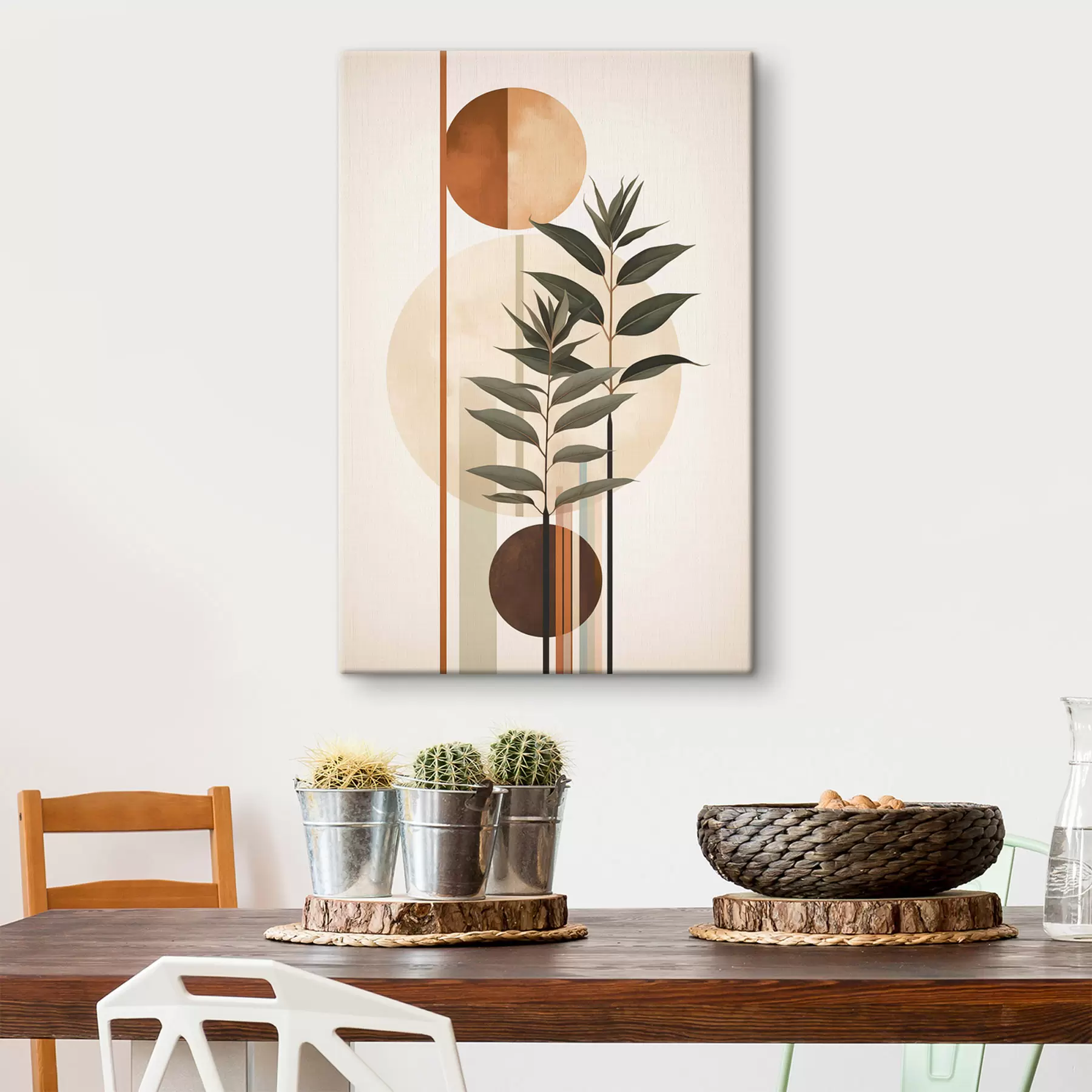  Schilderijen Abstracte planten met cirkels en lijnen s48928