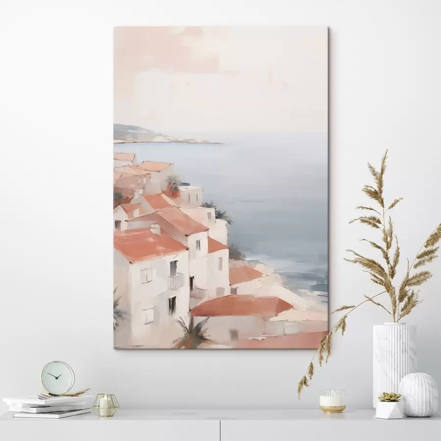  Peintures Paysage d'une ville au bord de la mer s48974