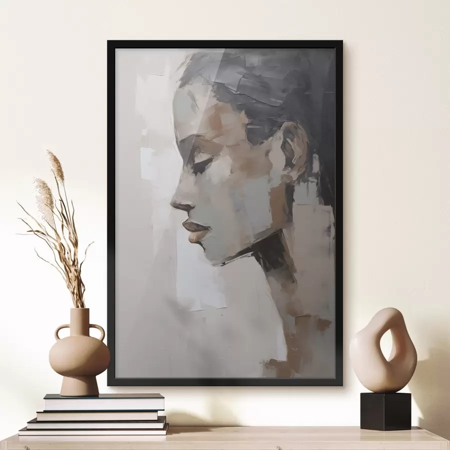 Fotobehang Abstract vrouwelijk portret, imitatie van een schilderij f48976