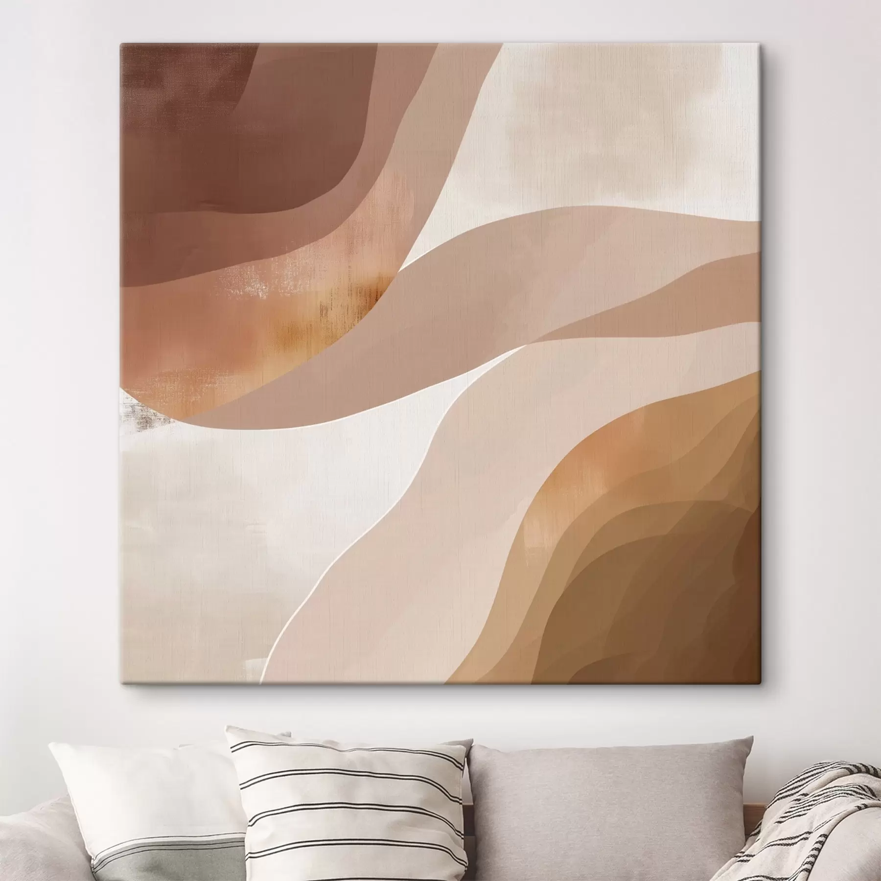  Peintures Formes abstraites ondulées dans une palette de tons café-beige s48836