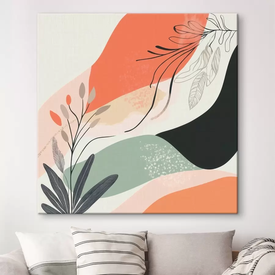  Peintures Motifs végétaux stylisés sur fond de taches d'aquarelle s48839