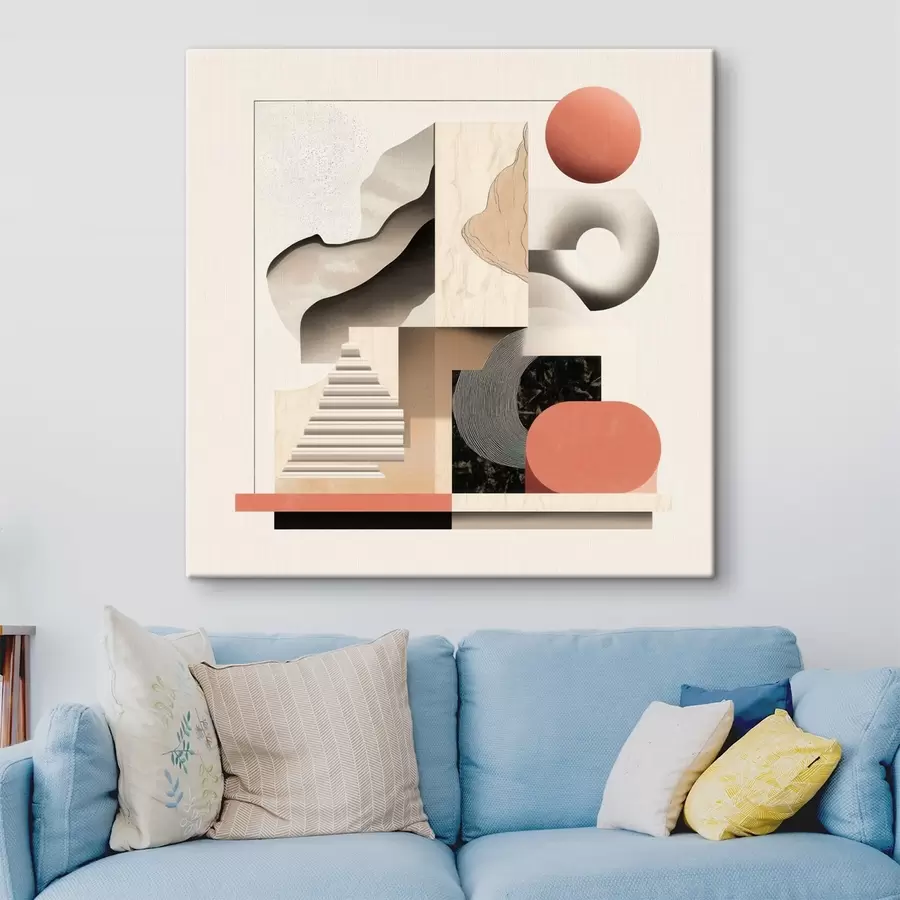  Peintures Formes abstraites dans une palette de tons beige et gris, dans un style pictural contemporain s48842